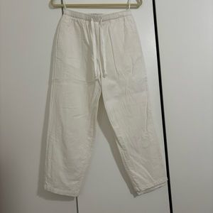 White Cropped Linen Pants
